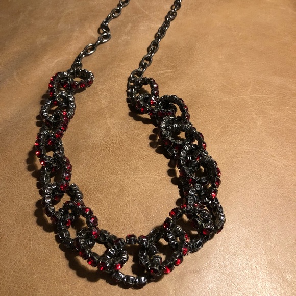 Nine West Red rhinestone loop necklace - Picture 2 of 8